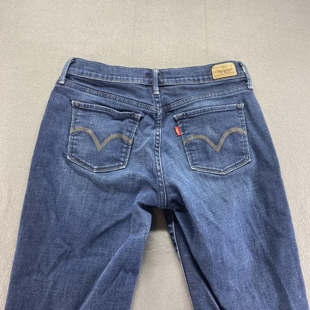 Levis Capri Jeans Womens 4 Blue Mid Rise Stretch 515 Flat Front Dark‎ Wash